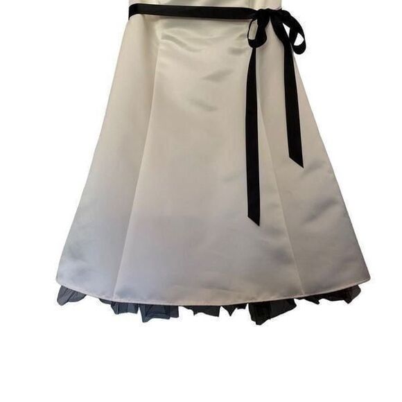 Jessica McClintock Gunne Sax Dress 5/6 Strapless Fit & Flare White Silky Black S - Picture 4 of 12